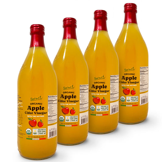 Organic Apple Cider Vinegar, 1 L – Non-GMO, Vegan, Glass Bottle – by Food to Live