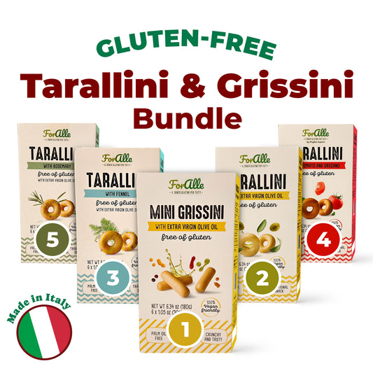 For Alle Gluten-Free Tarallini and Mini Grissini Bundle, Set of 5 – Oven-Baked. Vegan. Cholesterol-Free