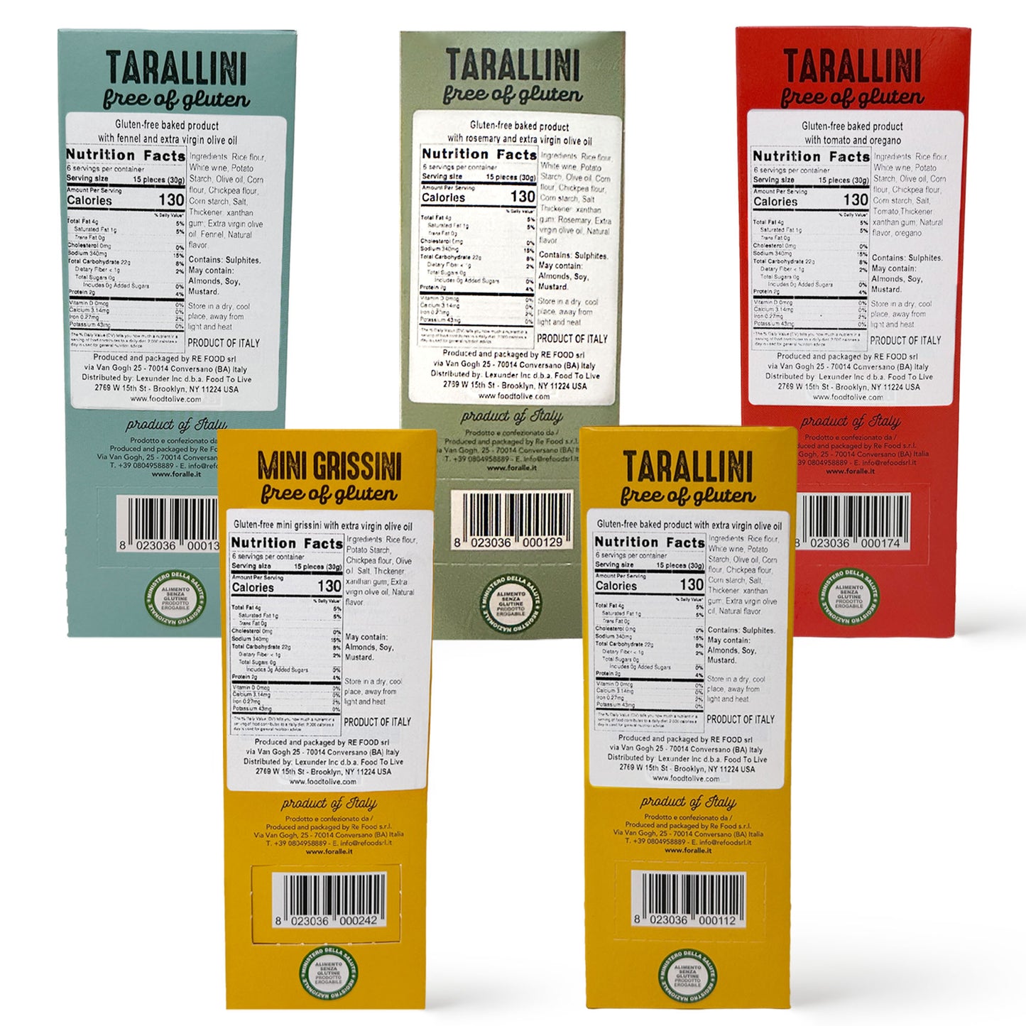 For Alle Gluten-Free Tarallini and Mini Grissini Bundle, Set of 5 – Oven-Baked. Vegan. Cholesterol-Free