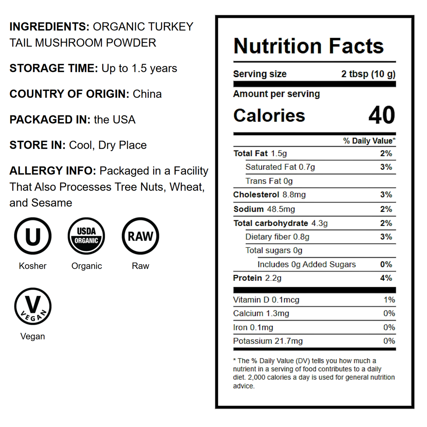 Organic Turkey Tail Mushroom Powder - by Food To Live