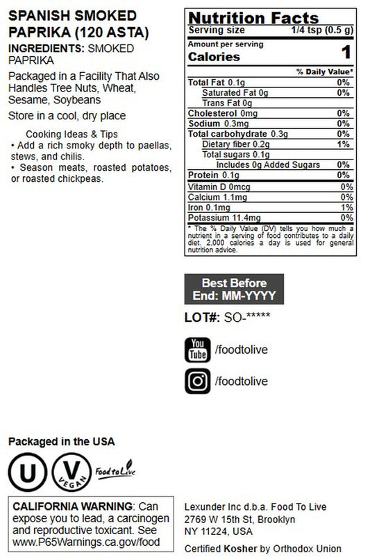 Spanish Smoked Paprika - Vegan, Kosher, Bulk - by Food to Live
