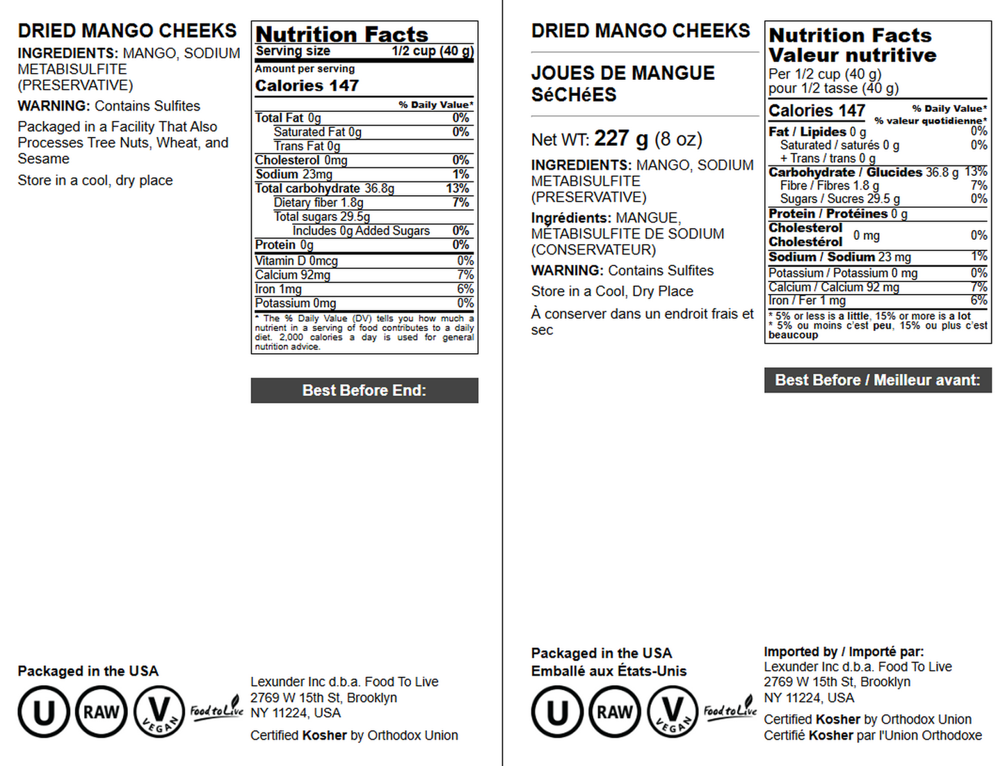 Dried Mango Cheeks - by Food To Live