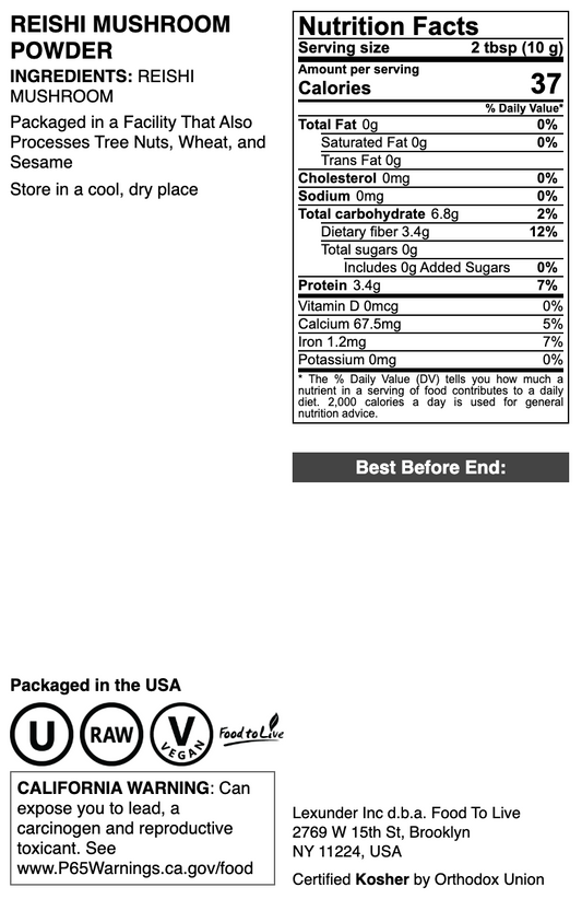 Reishi Mushroom Powder - by Food To Live