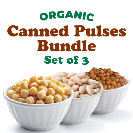 Organic Canned Pulses Bundle, Set of 3 – Ready to Eat, Unsalted, Non-GMO, Vegan – by Food to Live