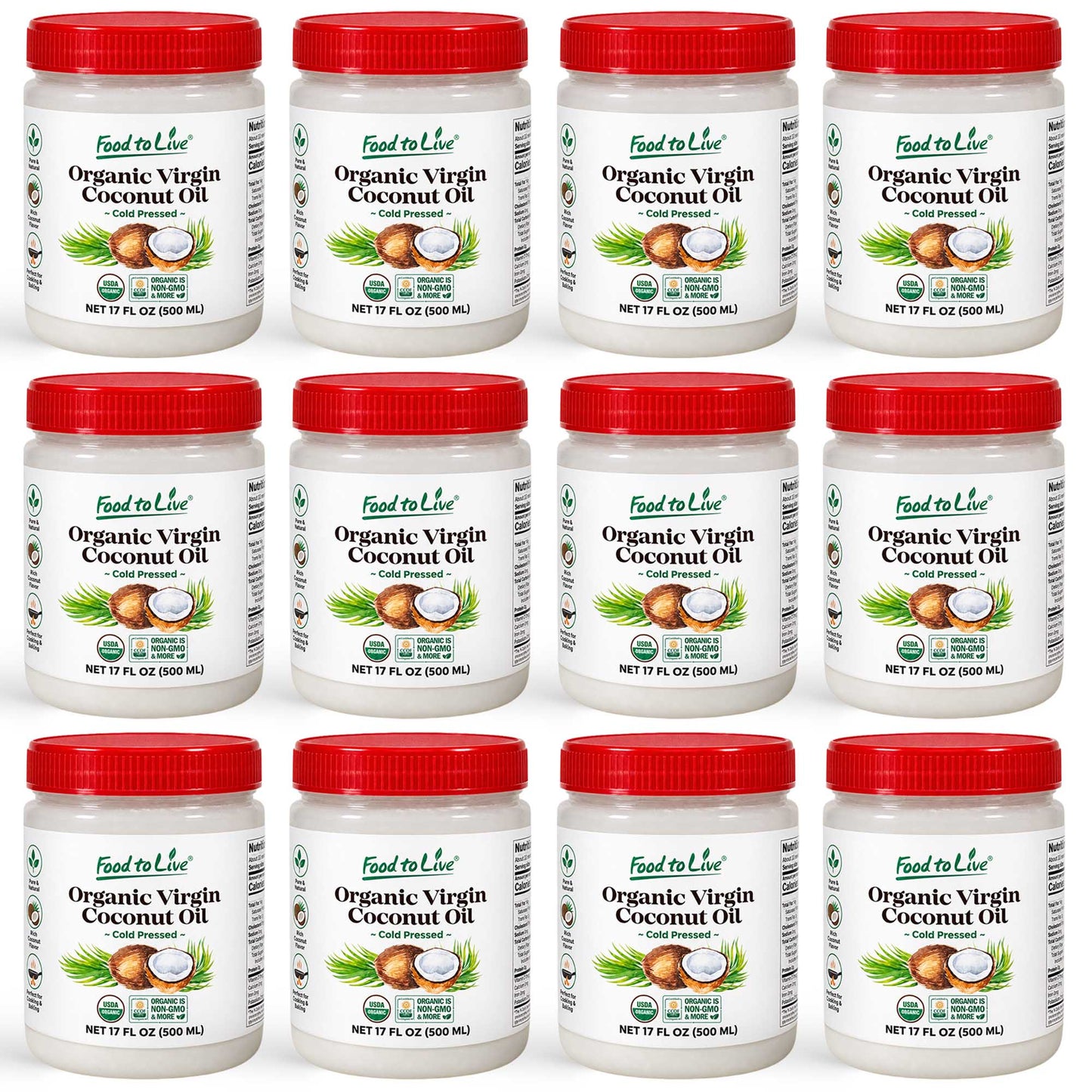 Organic Virgin Coconut Oil, 17 fl oz (500 ml) - by Food To Live