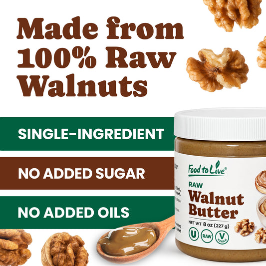 Raw Walnut Butter - Keto, Vegan, Kosher - by Food to Live