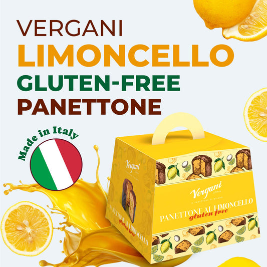 Vergani Limoncello Gluten-Free Panettone, 21.2 oz (600g) - Italian Holiday Cake