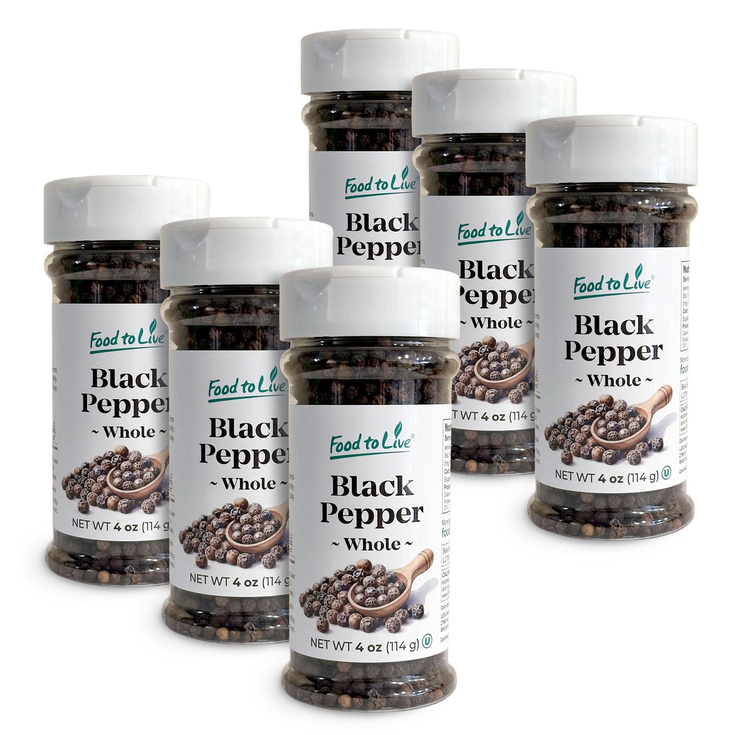 Whole Black Pepper, 4 oz – Kosher, Vegan – by Food to Live