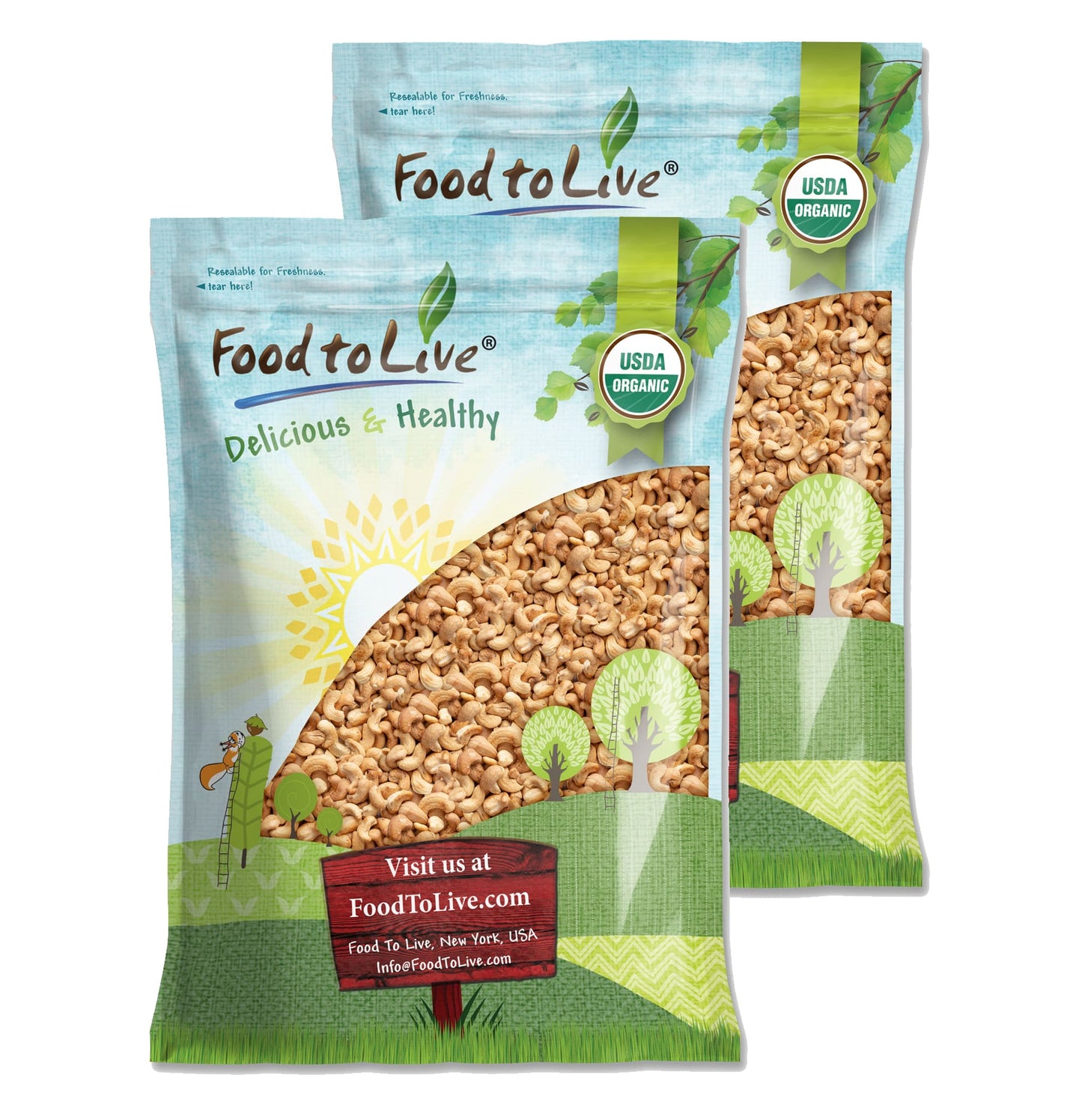 Organic Dry Roasted Whole Cashews with Himalayan Salt - by Food To Live