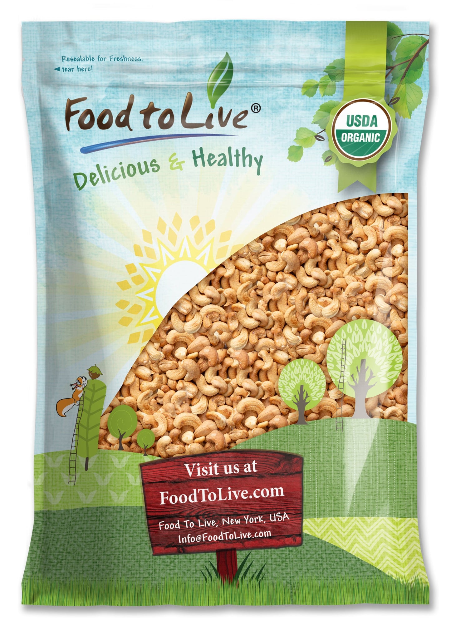 Organic Dry Roasted Whole Cashews - by Food To Live