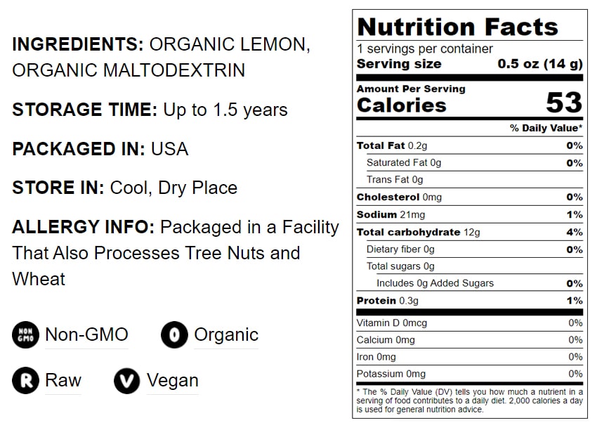 Organic Lemon Juice Powder - by Food To Live