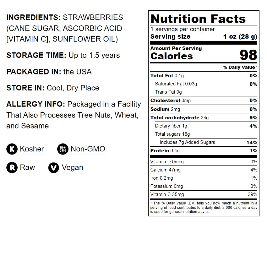 Whole Dried Strawberries - by Food To Live