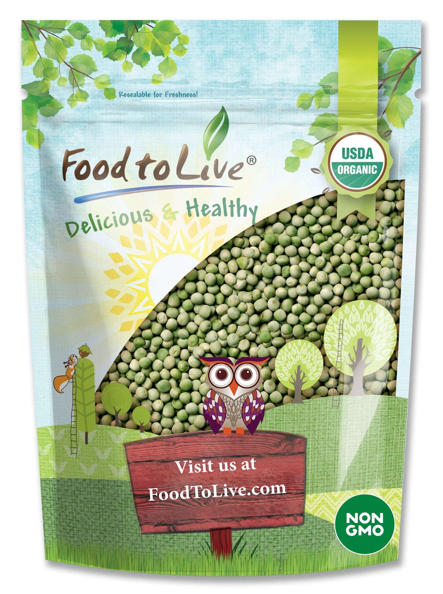 Organic Dried Green Peas - by Food To Live