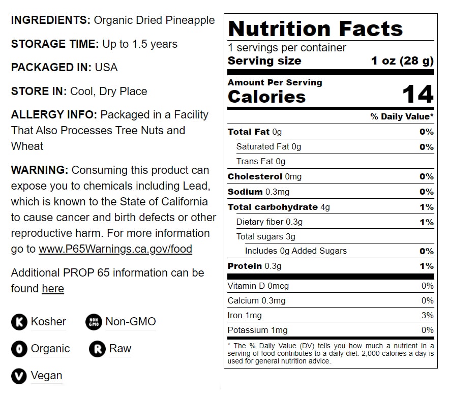 Organic Dried Pineapple Rings - by Food To Live