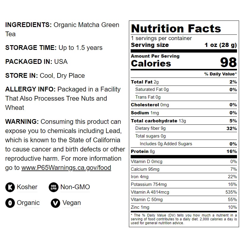 Organic Matcha Green Tea Powder - by Food To Live
