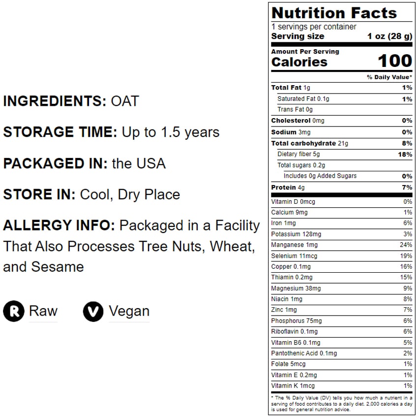 Whole Grain Oat Flour - by Food To Live