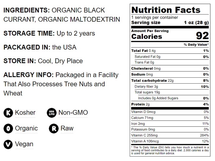 Organic Black Currant Powder - by Food To Live