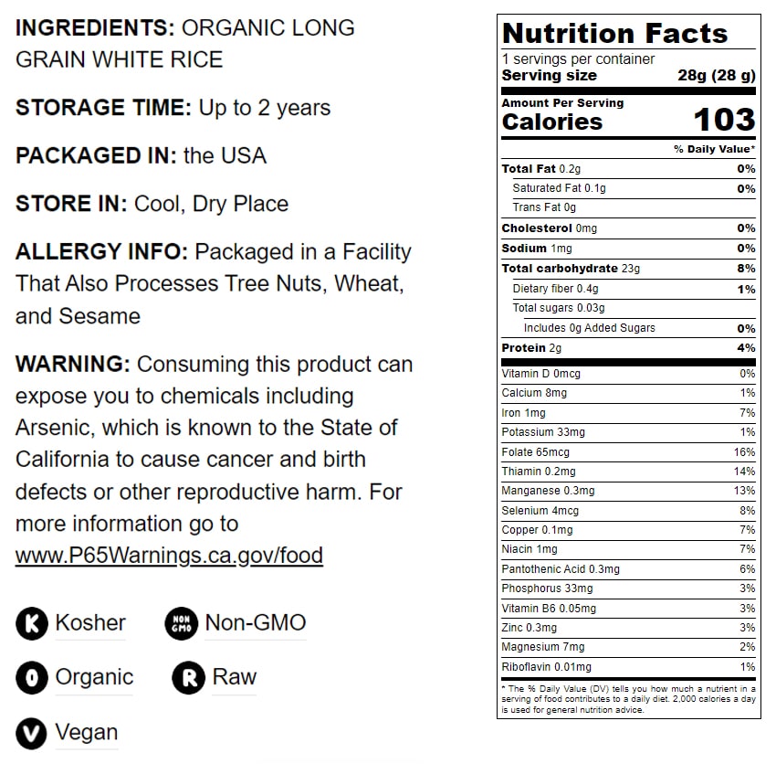 Organic Long Grain White Rice - by Food To Live