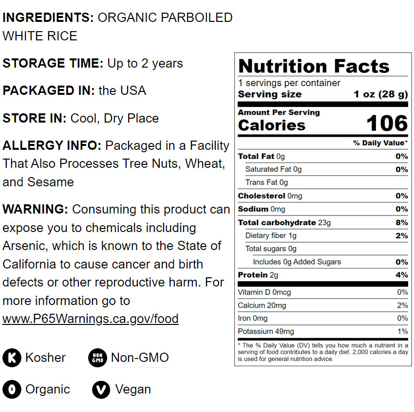 Organic Parboiled Long Grain White Rice - by Food To Live