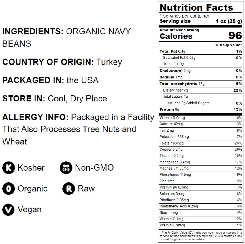 Organic Navy Beans - by Food To Live