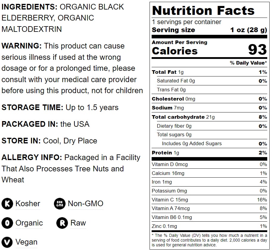 Organic Black Elderberry Powder - by Food To Live