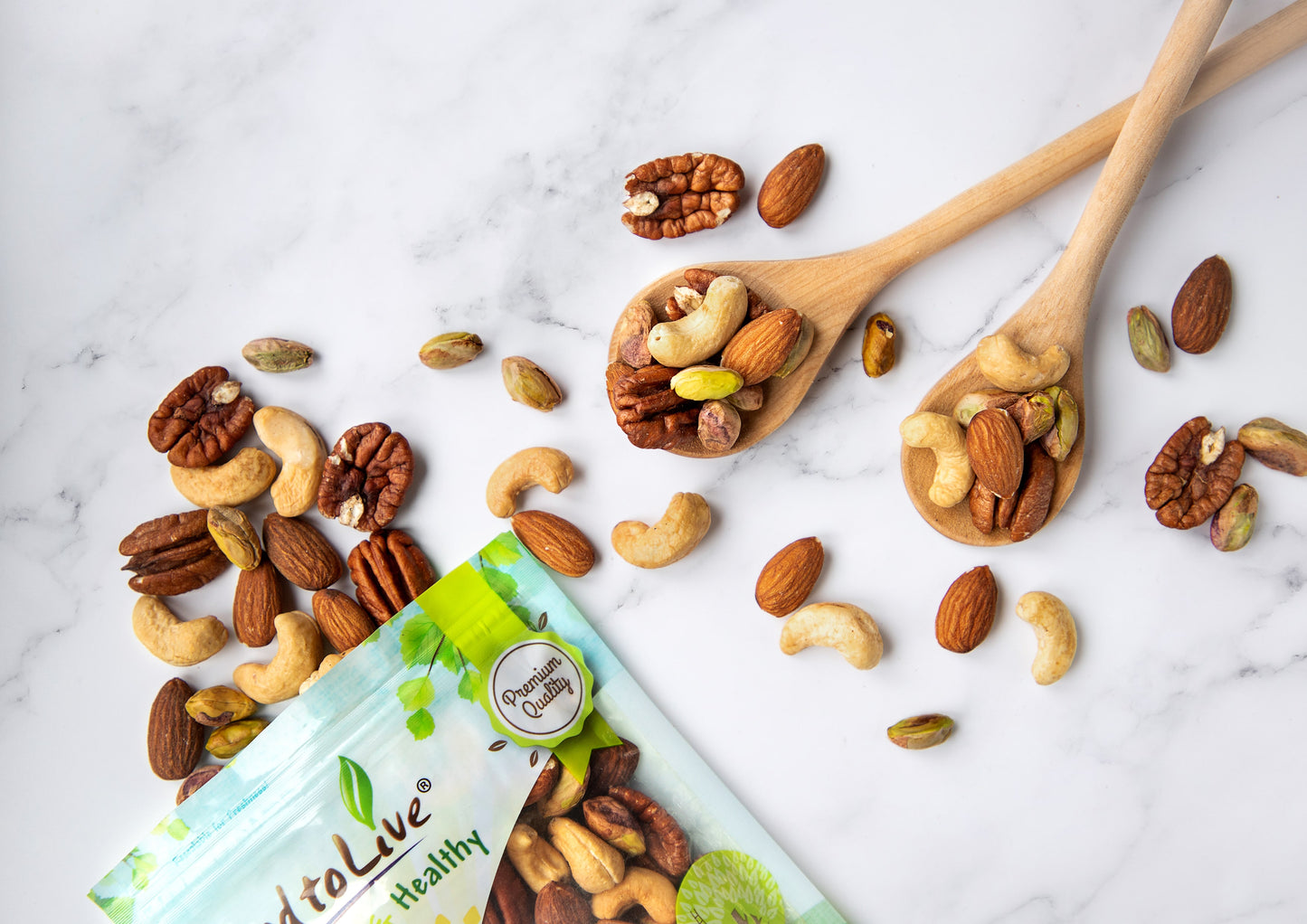 Four Nuts Mix, Dry Roasted & Lightly Salted - by Food To Live