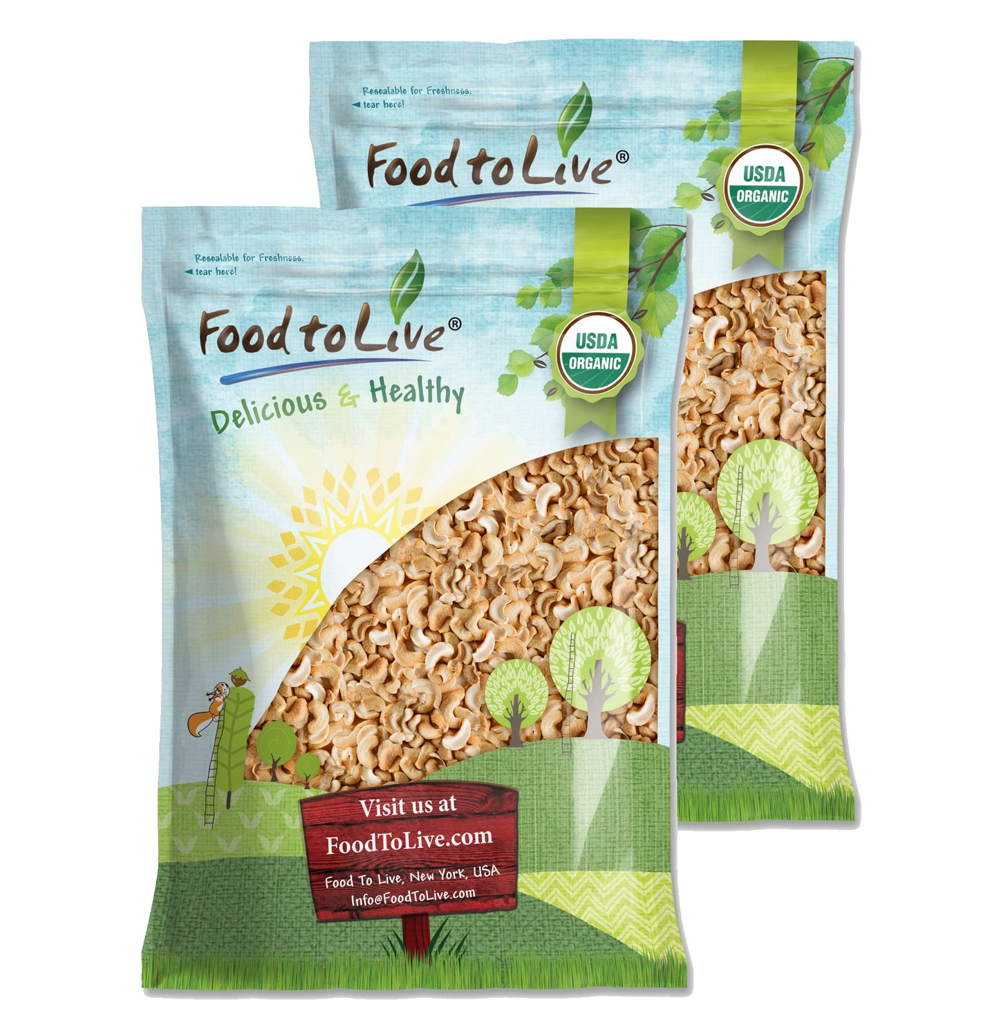 Organic Dry Roasted Cashew Pieces - by Food To Live