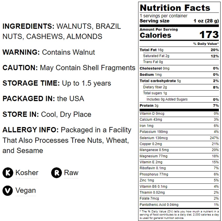 Mixed Raw Nuts - by Food To Live