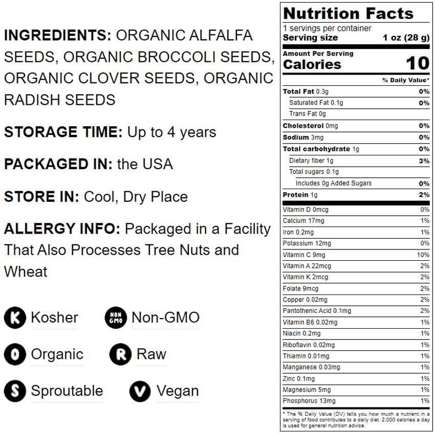 Organic Salad Mix of Sprouting Seeds - by Food To Live