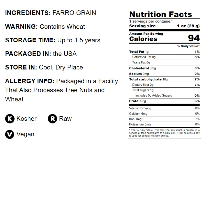 Pearled Farro Grain - by Food To Live
