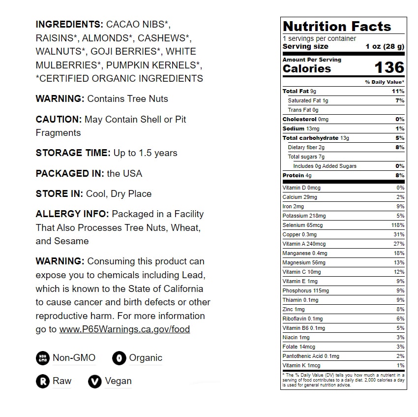 Organic Raw Munchies Snack Mix - by Food To Live
