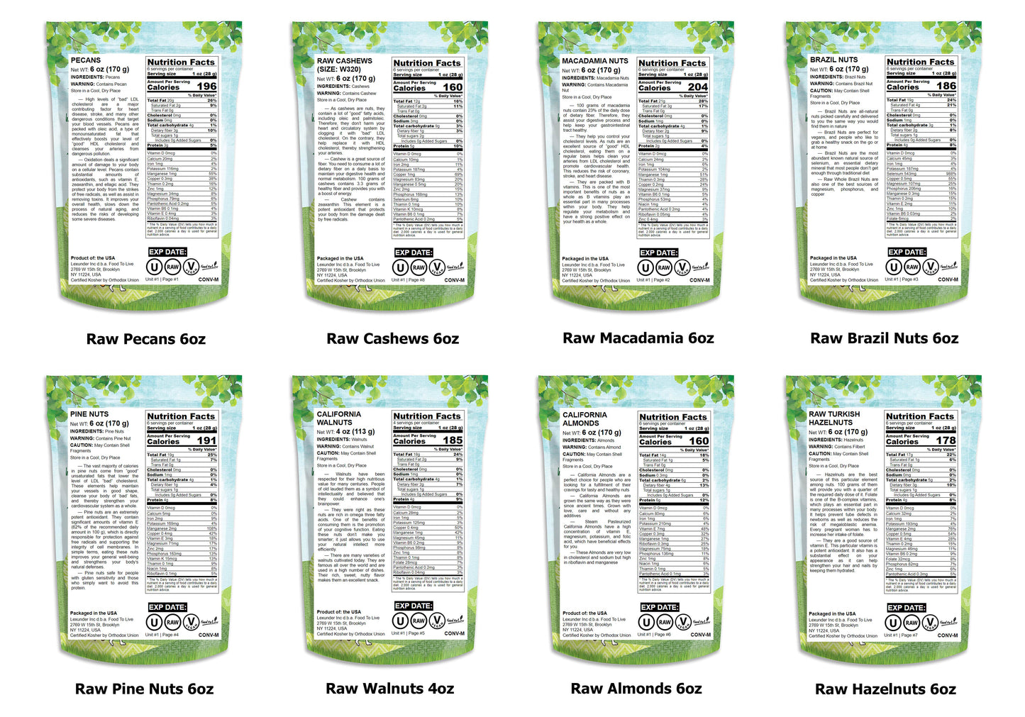 Snack Bags of Raw Nuts Gift Box - by Food To Live