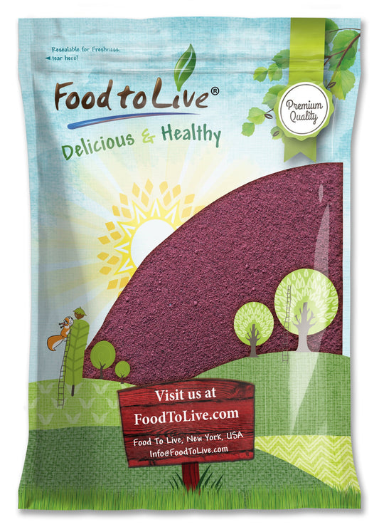 Black Elderberry Juice Powder - Made from Raw Dried Berries, Unsulfured, Vegan, Bulk, Great for Baking, Juices, Smoothies, Yogurts, and Instant Breakfast Drinks, No Sulphites - by Food to Live