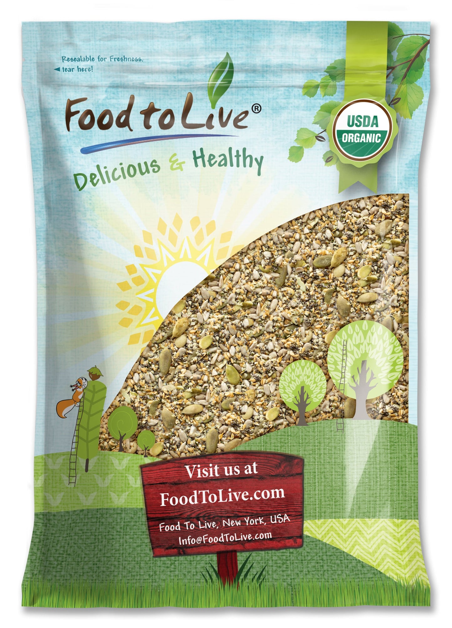 Organic Raw Superseed Mix with Chia, Flax, Hemp, Pumpkin, and Sunflower - by Food To Live