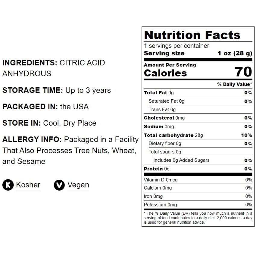 Citric Acid Powder - by Food To Live