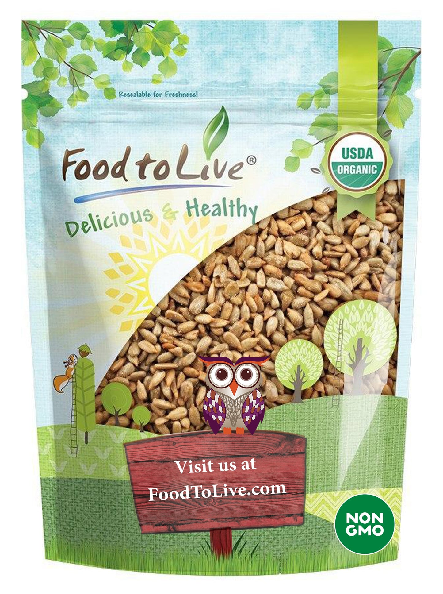 Organic Dry Roasted Sunflower Seeds with Himalayan Salt - by Food To Live