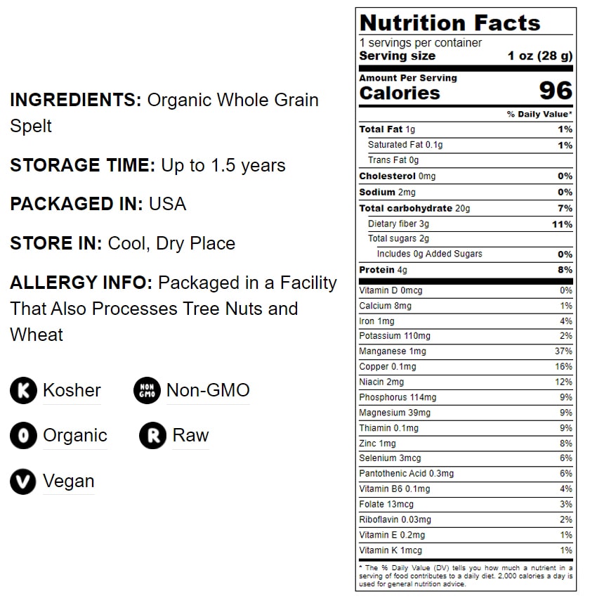Organic Spelt Flakes - by Food To Live