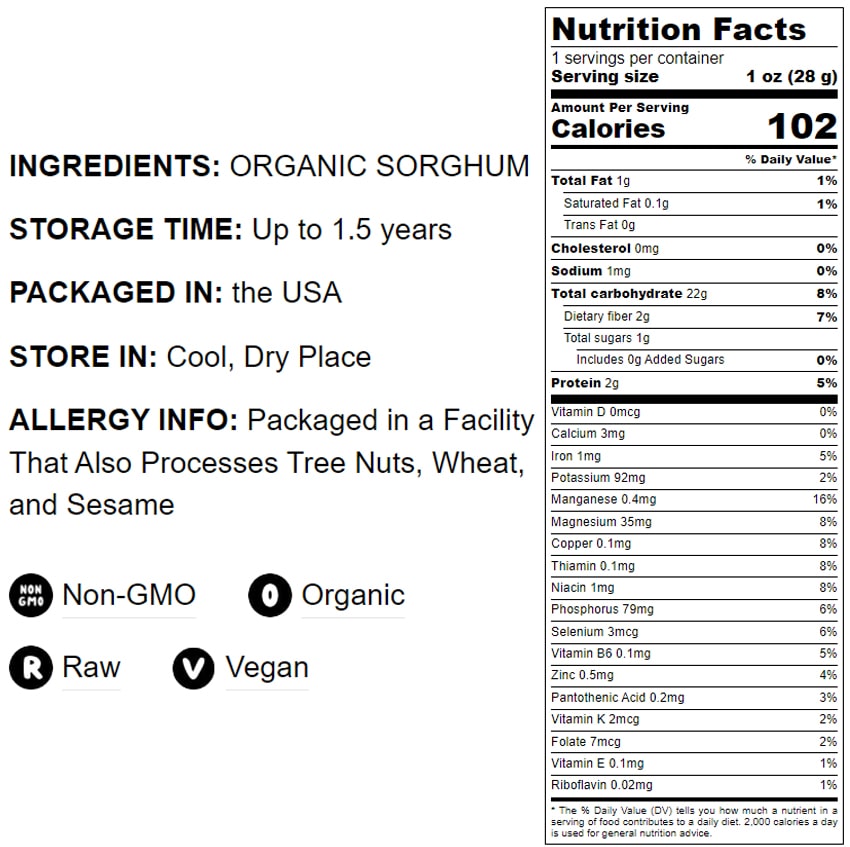 Organic White Sorghum Flour - by Food To Live