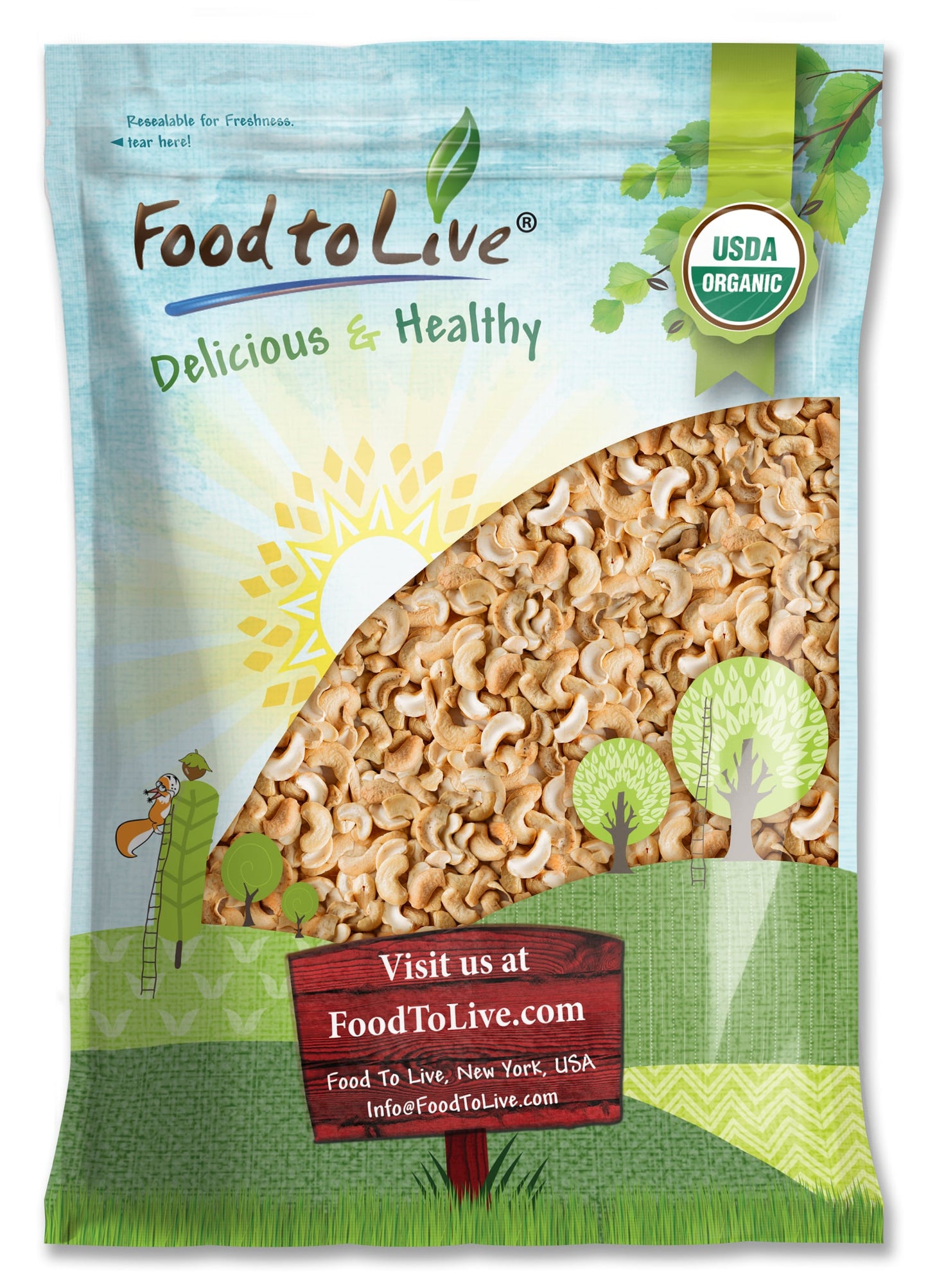 Organic Dry Roasted Cashew Pieces - by Food To Live