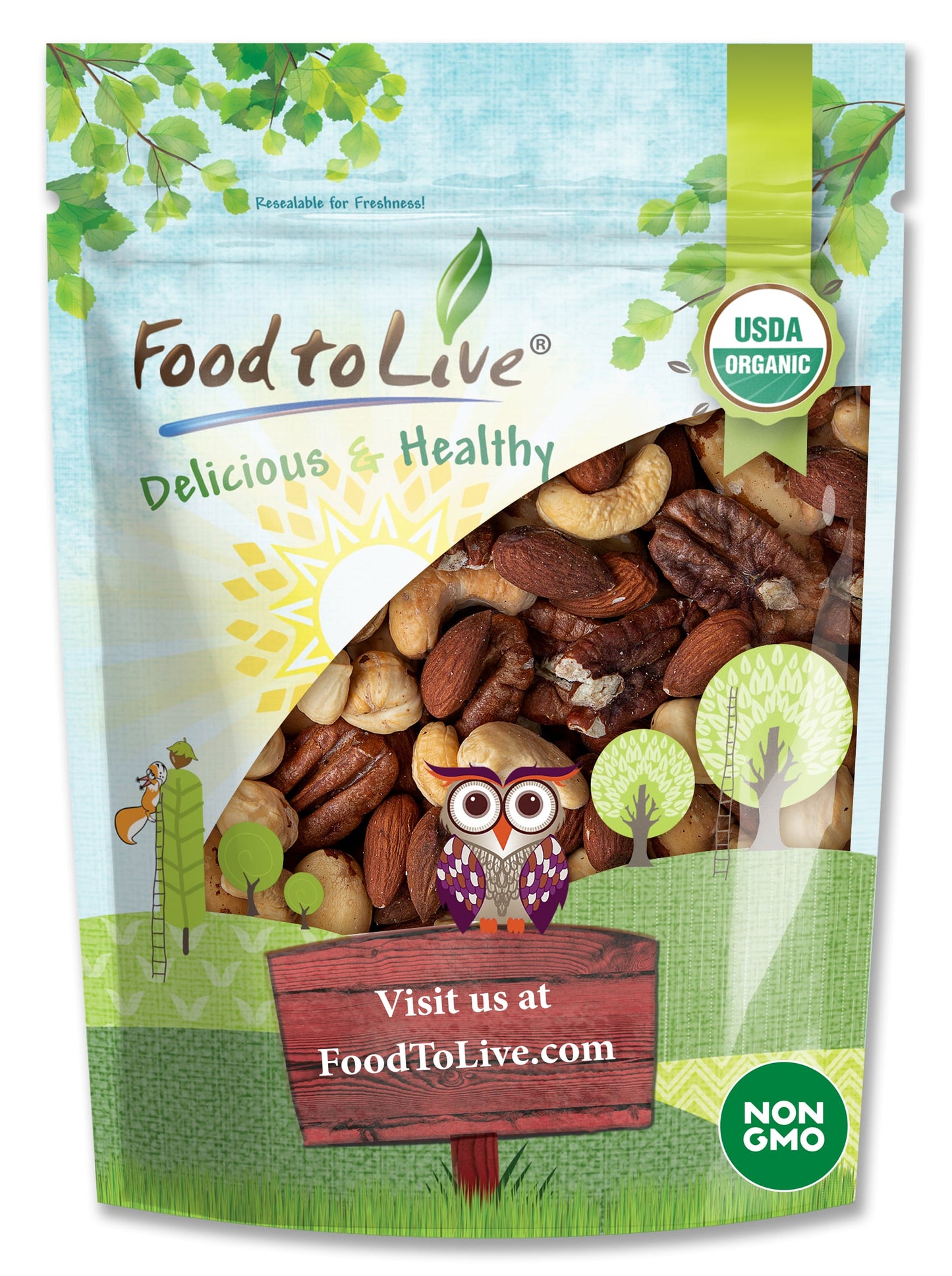 Organic Deluxe Unsalted Nuts Mix - by Food To Live