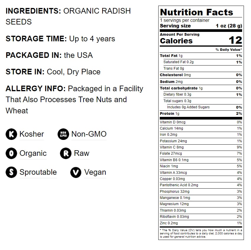 Organic Radish Seeds - by Food To Live
