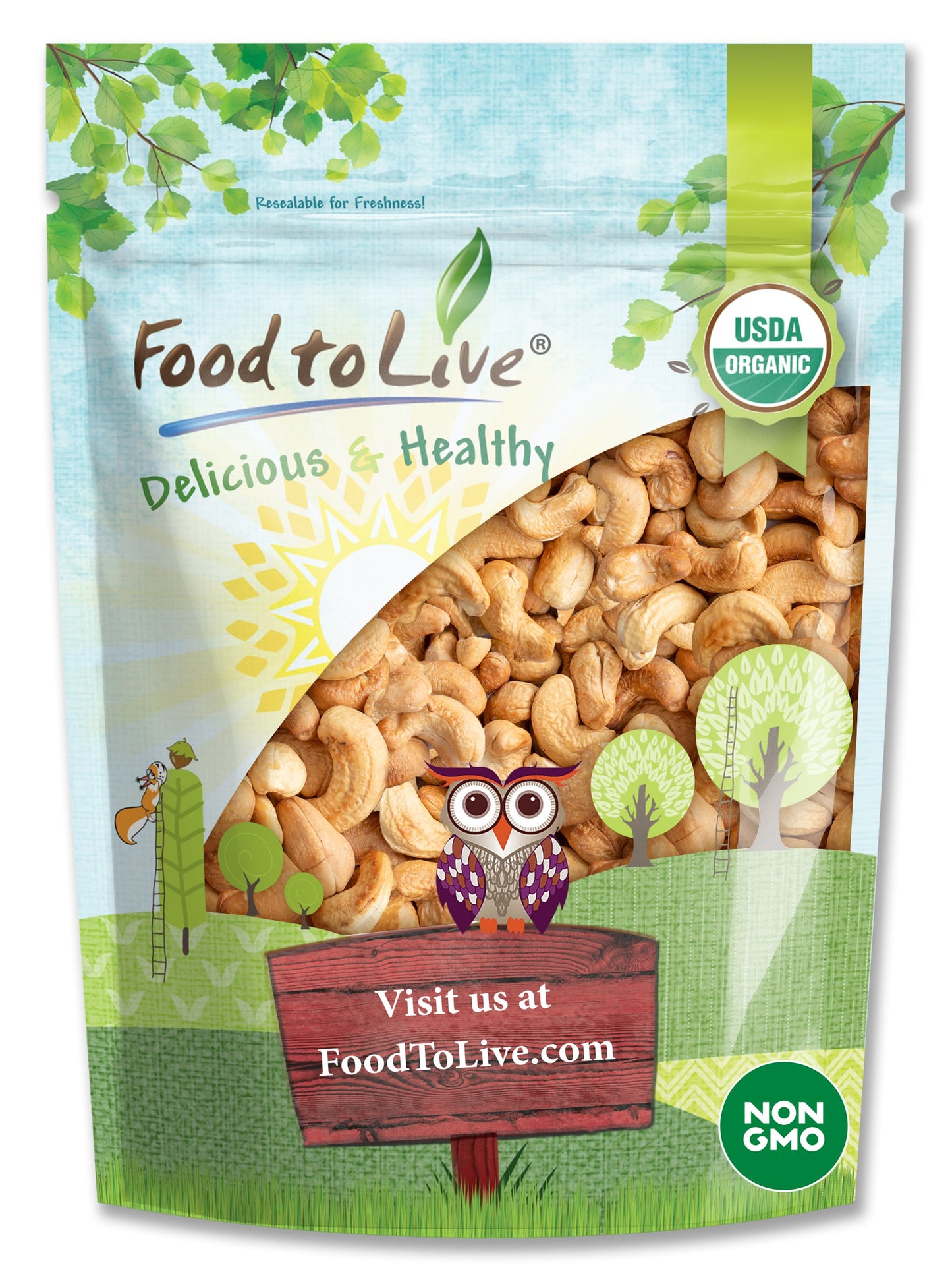 Organic Dry Roasted Whole Cashews - by Food To Live