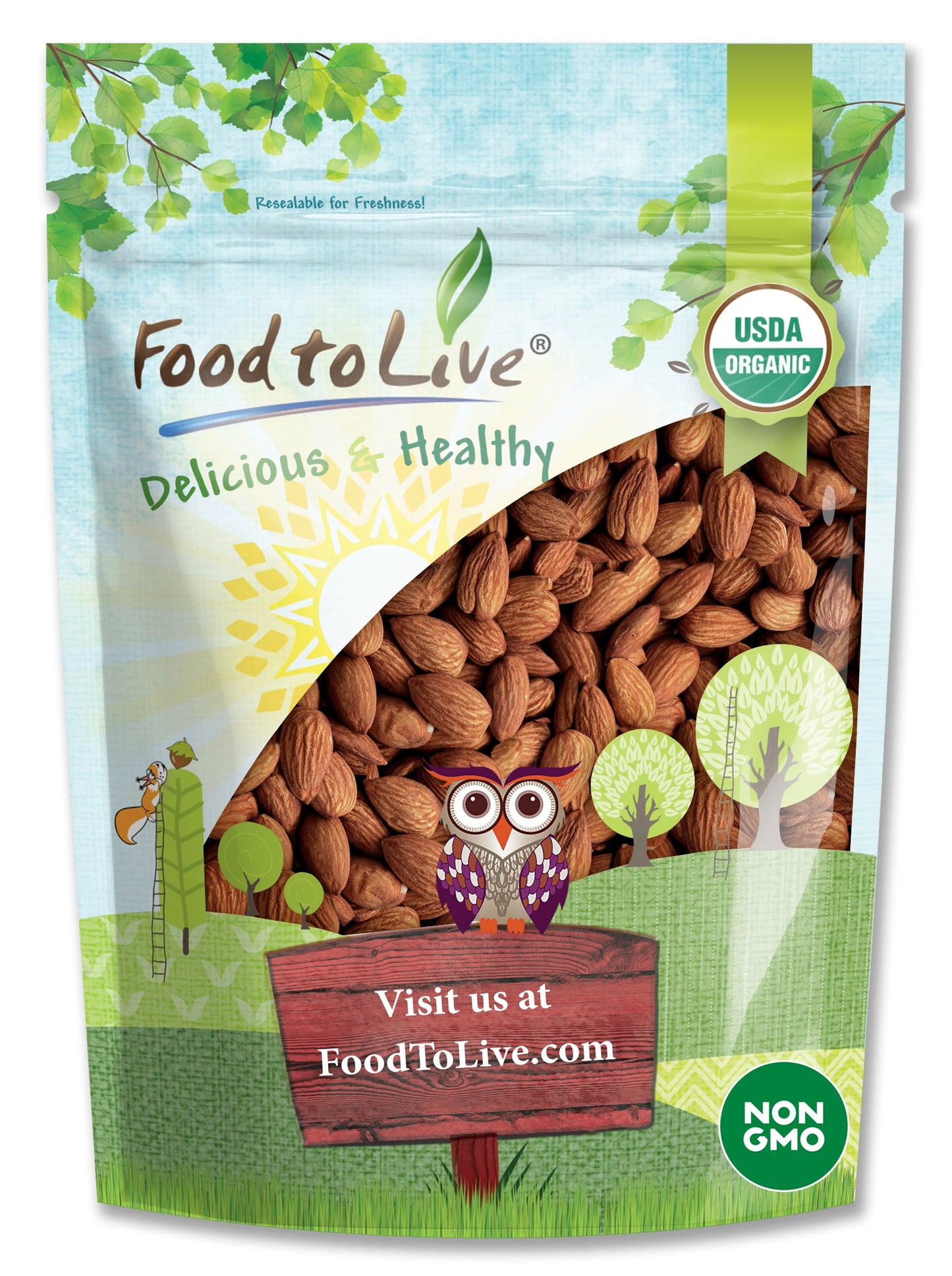 Organic Dry Roasted California Almonds with Himalayan Salt - by Food To Live