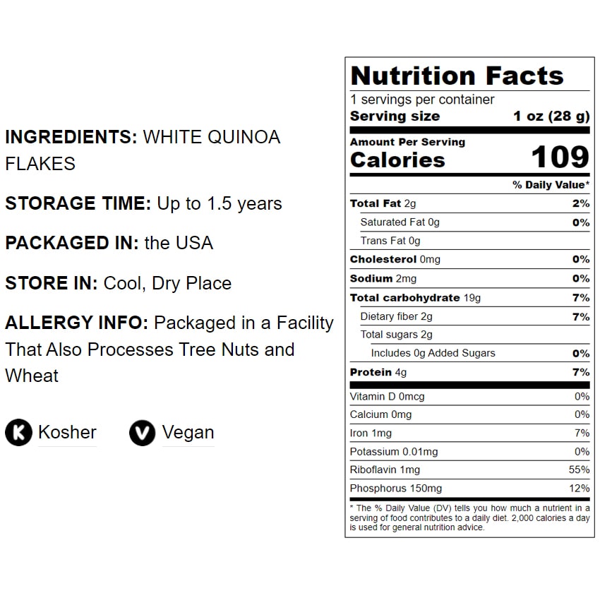 White Quinoa Flakes - by Food To Live