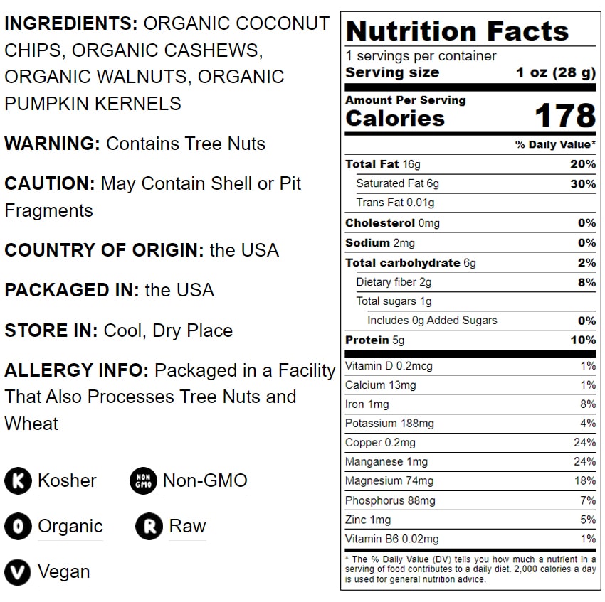 Organic Coconut and Friends Trail Mix - by Food To Live