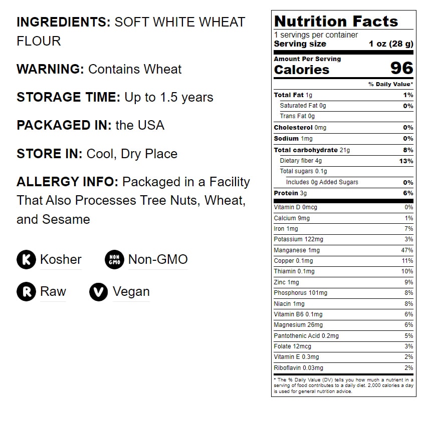 Unbleached White Fine Pastry Flour - by Food To Live