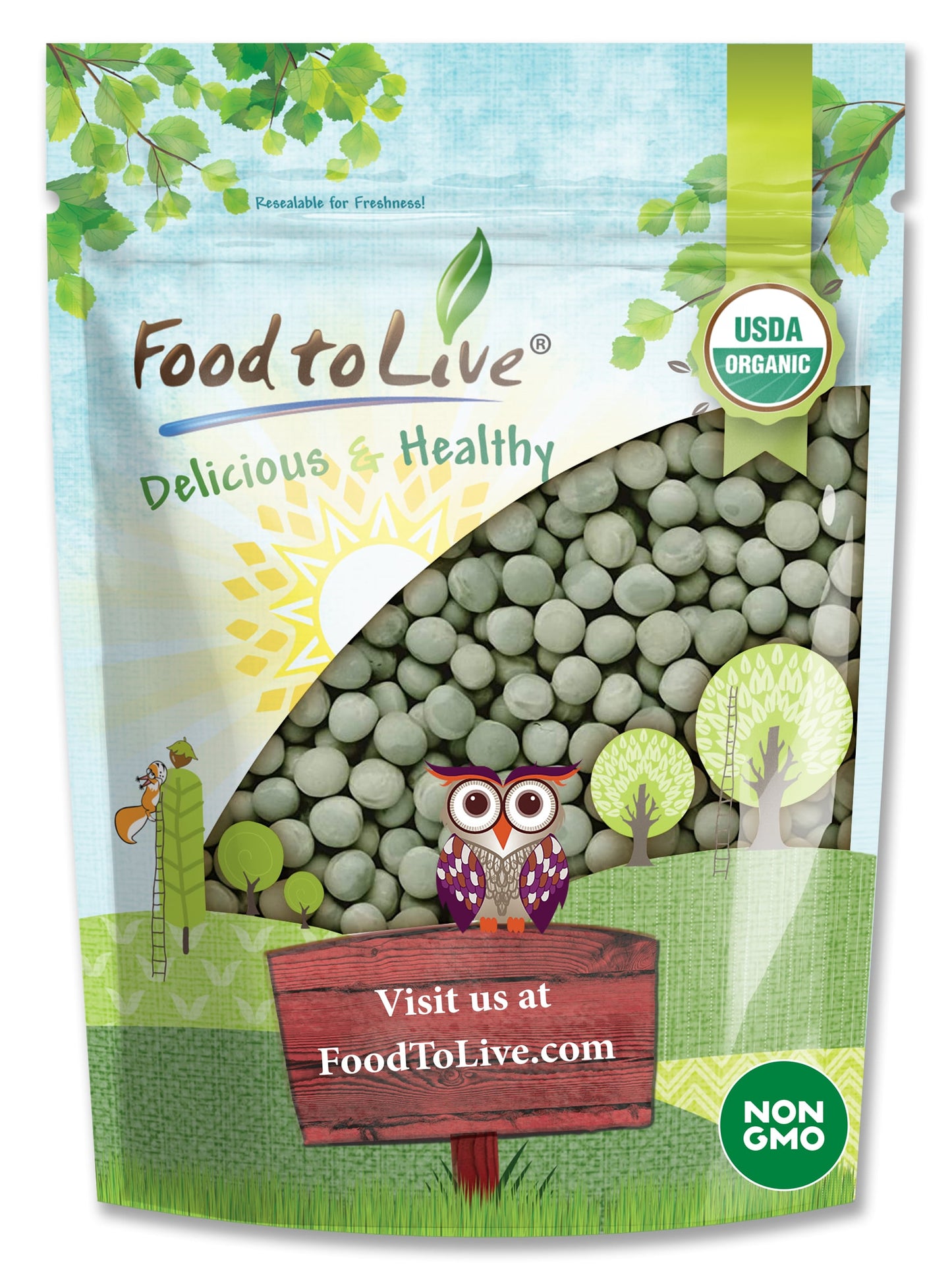 Organic Dried Green Peas - by Food To Live