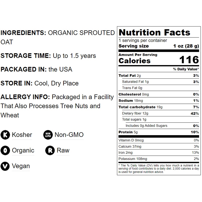 Organic Sprouted Oat Powder - by Food To Live