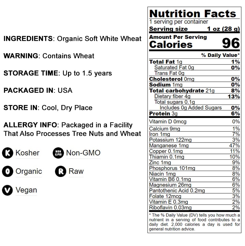 Organic Whole Wheat Pastry Flour - by Food To Live