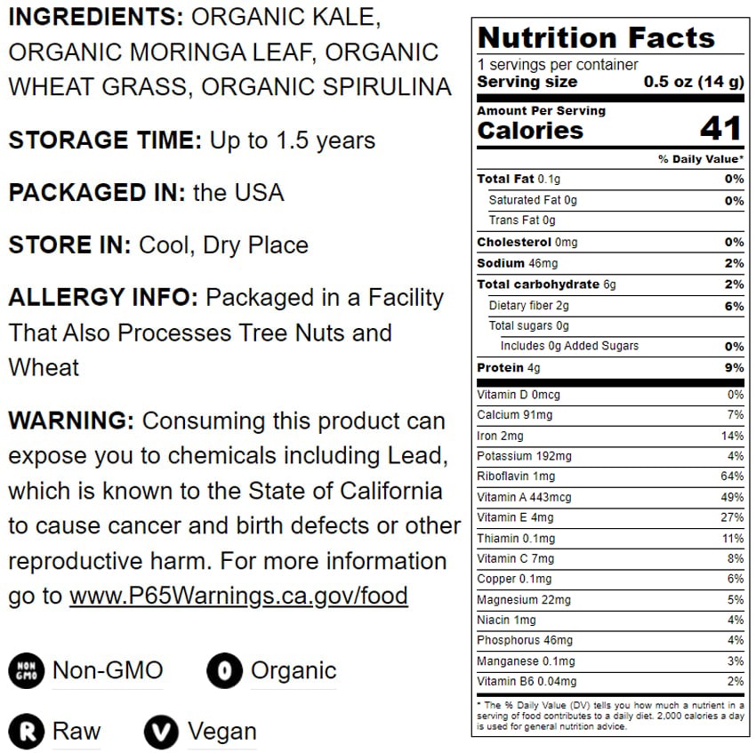 Organic SuperGreens Powder Blend - by Food To Live